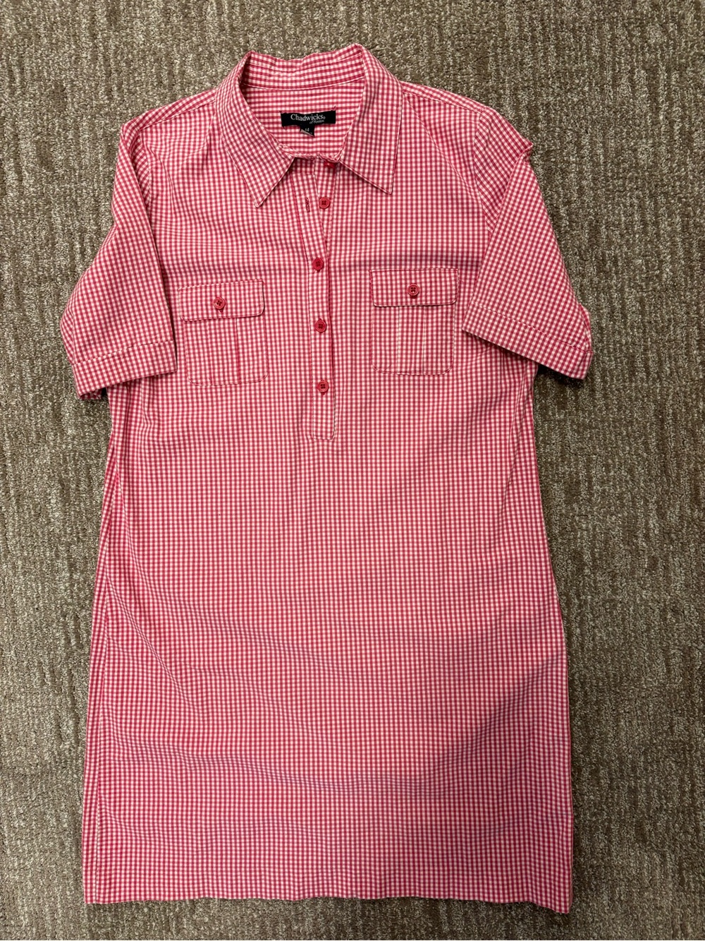 Chadwicks of Boston Pink & White Gingham Shirt Dress | Cotton | Size 12/14 - Picture 13 of 15